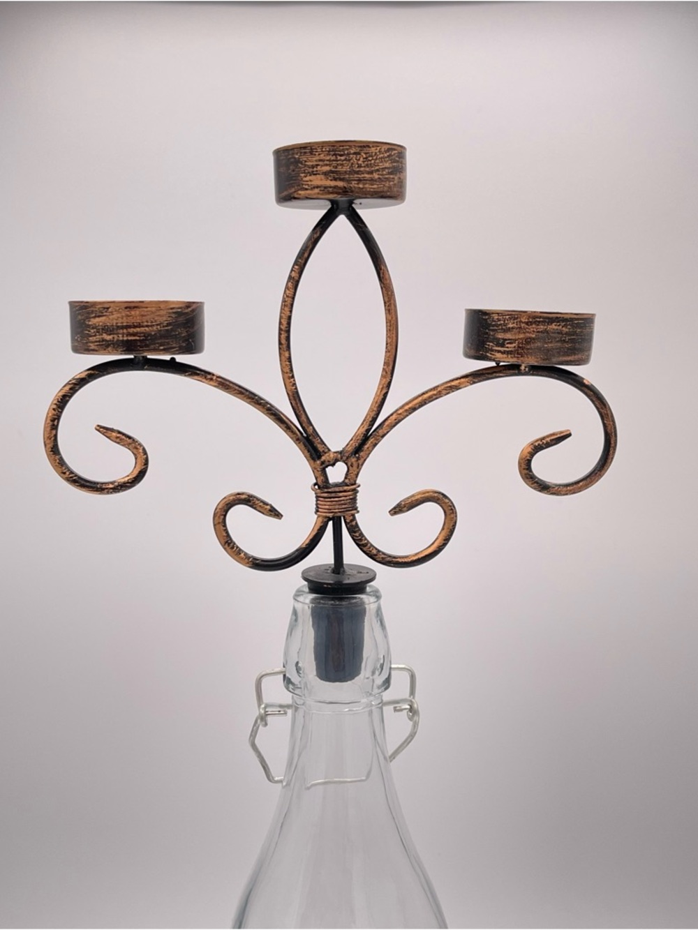 Twine 3-Tier Wine Bottle Candelabra Wrought Iron Candle Holder Centerpiece New